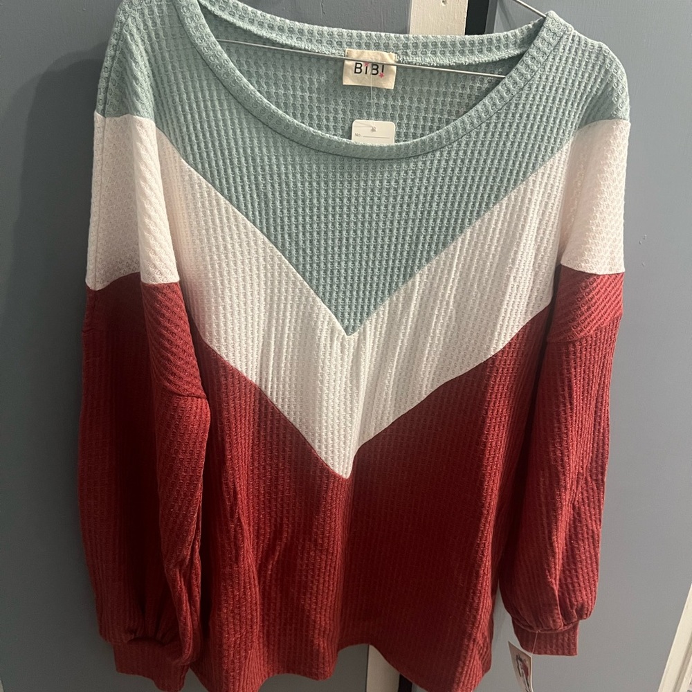 BiBi Soft Blue Waffle Knit Sweater